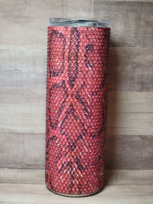 Glass Rhinestone 20 oz Stainless Steel Tumbler Snake Scales Red