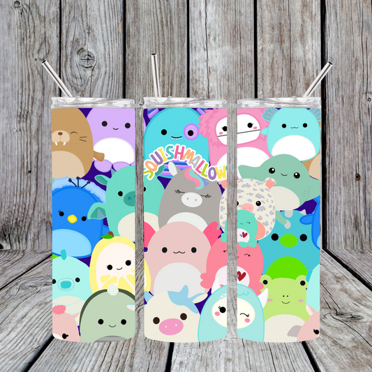 20 oz Stainless Steel Sublimated Tumbler Squishmallows