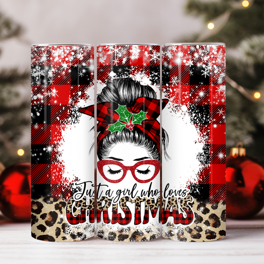 20 oz Stainless Steel Sublimated Tumbler Just A Girl Who Loves Christmas