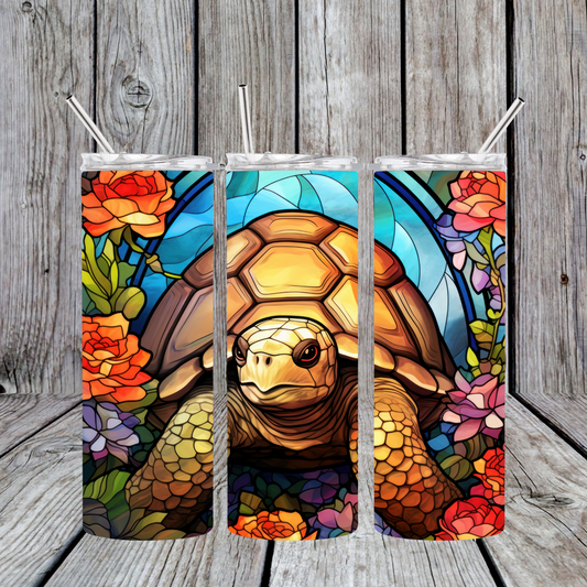 20 oz Stainless Steel Sublimated Tumbler Tortoise Stained Glass Effect