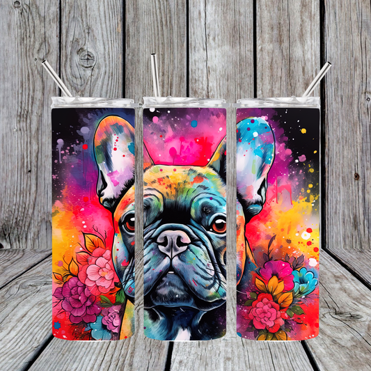 20 oz Stainless Steel Sublimated Tumbler Colorful French Bulldog