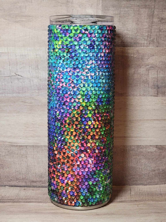 Glass Rhinestone 20 oz Stainless Steel Tumbler Chameleon